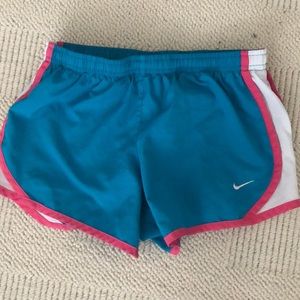 blue pink and white nike shorts